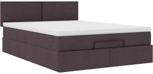vidaXL Łóżko otomana z materacem, ciemnobrązowe, 140x190 cm, tkanina 6