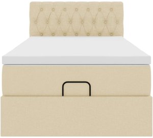 vidaXL Łóżko otomana z materacem, kremowe, 90x200 cm, tkanina 7
