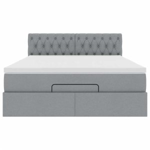 vidaXL Rama łóżka otomana z materacem, jasnoszara, 140x200 cm, tkanina 7