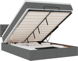 vidaXL Łóżko otomana z materacem, ciemnoszare, 140x200 cm, tkanina 2