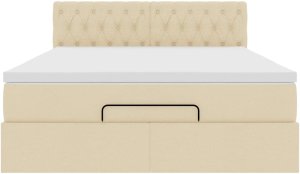 vidaXL Łóżko otomana z materacem, kremowe, 140x200 cm, tkanina 7