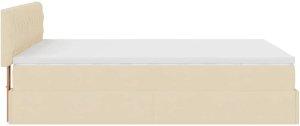 vidaXL Łóżko otomana z materacem, kremowe, 140x200 cm, tkanina 10