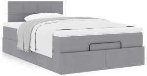 vidaXL Łóżko otomana z materacem, jasnoszare, 120x200 cm, tkanina 4