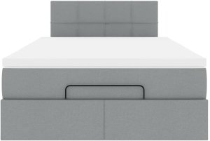 vidaXL Łóżko otomana z materacem, jasnoszare, 120x200 cm, tkanina 7