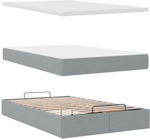 vidaXL Łóżko otomana z materacem, jasnoszare, 120x200 cm, tkanina 8
