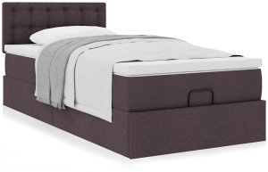 vidaXL Łóżko otomana z materacem, ciemnobrązowe, 100x200 cm, tkanina 4