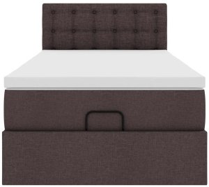 vidaXL Łóżko otomana z materacem, ciemnobrązowe, 100x200 cm, tkanina 7