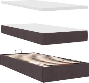 vidaXL Łóżko otomana z materacem, ciemnobrązowe, 100x200 cm, tkanina 8