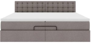 vidaXL Rama łóżka otomana z materacem, taupe, 200x200 cm, tkanina 7