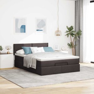 vidaXL Łóżko otomana z materacem diodami LED ciemnobrązowe 140x190 cm 4
