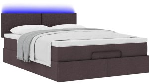 vidaXL Łóżko otomana z materacem diodami LED ciemnobrązowe 140x190 cm 6