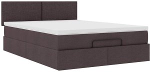 vidaXL Łóżko otomana z materacem diodami LED ciemnobrązowe 140x190 cm 7