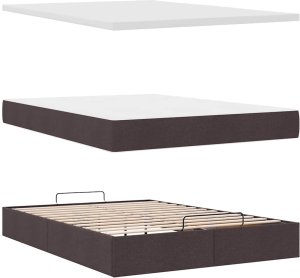 vidaXL Łóżko otomana z materacem diodami LED ciemnobrązowe 140x190 cm 9