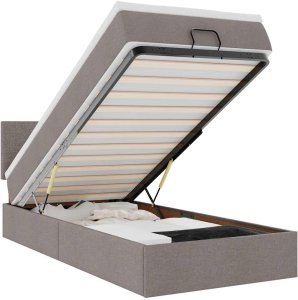 vidaXL Łóżko otomana z materacem i LED, taupe, 90x200 cm, tkanina 2
