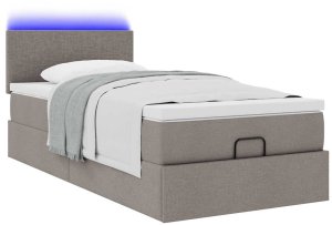 vidaXL Łóżko otomana z materacem i LED, taupe, 90x200 cm, tkanina 6