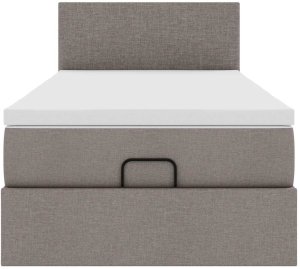 vidaXL Łóżko otomana z materacem i LED, taupe, 90x200 cm, tkanina 8