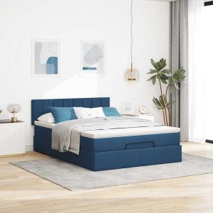 vidaXL Łóżko Ottoman z materacem i diodami LED Niebieski 140x190 cm 4
