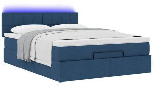 vidaXL Łóżko Ottoman z materacem i diodami LED Niebieski 140x190 cm 6