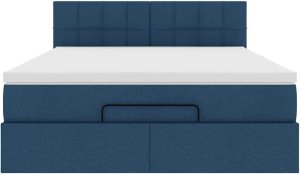 vidaXL Łóżko Ottoman z materacem i diodami LED Niebieski 140x190 cm 8