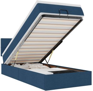 vidaXL Otomana Łóżko z Materacem i LED Niebieski 100x200 cm Tkanina 2