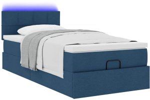 vidaXL Otomana Łóżko z Materacem i LED Niebieski 100x200 cm Tkanina 6