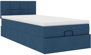 vidaXL Otomana Łóżko z Materacem i LED Niebieski 100x200 cm Tkanina 7