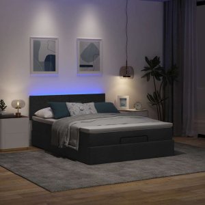 vidaXL Łóżko Ottoman z materacem i diodami LED Czarny 140x190 cm 3