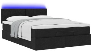 vidaXL Łóżko Ottoman z materacem i diodami LED Czarny 140x190 cm 6