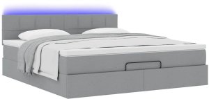 vidaXL Łóżko Ottoman z materacem i LED, jasnoszary, 180x200cm, tkanina 6