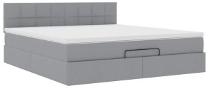 vidaXL Łóżko Ottoman z materacem i LED, jasnoszary, 180x200cm, tkanina 7