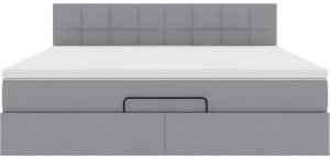 vidaXL Łóżko Ottoman z materacem i LED, jasnoszary, 180x200cm, tkanina 8