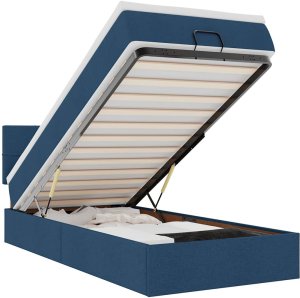 vidaXL Otomana Łóżko z Materacem i LED Niebieski 90x200 cm Tkanina 2