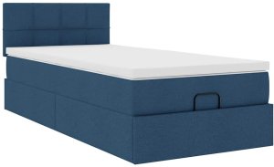 vidaXL Otomana Łóżko z Materacem i LED Niebieski 90x200 cm Tkanina 7