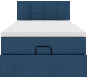 vidaXL Otomana Łóżko z Materacem i LED Niebieski 90x200 cm Tkanina 8
