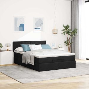vidaXL Łóżko otomana z materacem i diodami LED Czarny 140x200 cm 4