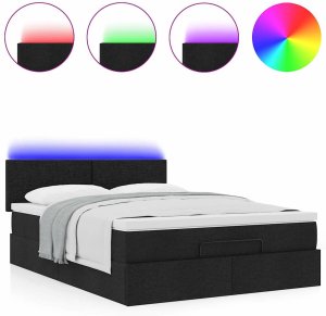 vidaXL Łóżko otomana z materacem i diodami LED Czarny 140x200 cm 5