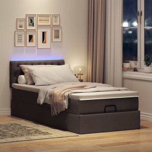 vidaXL Łóżko otomana z materacem i LED ciemnobrązowy 90x200 cm tkanina 3