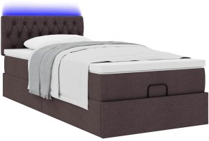 vidaXL Łóżko otomana z materacem i LED ciemnobrązowy 90x200 cm tkanina 6