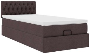vidaXL Łóżko otomana z materacem i LED ciemnobrązowy 90x200 cm tkanina 7