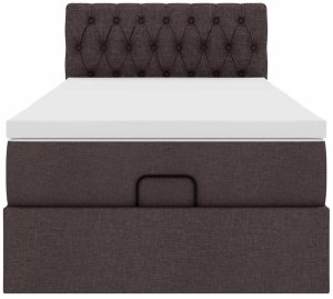 vidaXL Łóżko otomana z materacem i LED ciemnobrązowy 90x200 cm tkanina 8