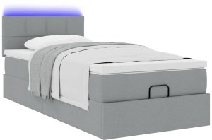 vidaXL Łóżko Ottoman z materacem i LED, jasnoszary, 90x200 cm, tkanina 6