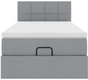 vidaXL Łóżko Ottoman z materacem i LED, jasnoszary, 90x200 cm, tkanina 8