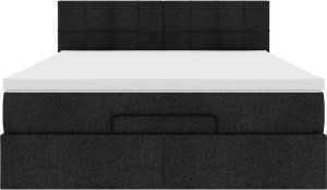 vidaXL Łóżko Ottoman z materacem i diodami LED Czarny 140x190 cm 8