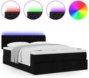 vidaXL Łóżko otomana z materacem i diodami LED Czarny 140x200 cm 5
