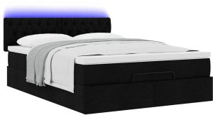 vidaXL Łóżko otomana z materacem i diodami LED Czarny 140x200 cm 6