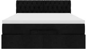 vidaXL Łóżko otomana z materacem i diodami LED Czarny 140x200 cm 8