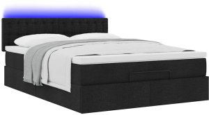 vidaXL Łóżko Ottoman z materacem i diodami LED Czarny 140x190 cm 6