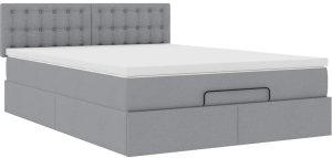 vidaXL Łóżko Ottoman z materacem i diodami LED Jasnoszary 140x190 cm 7