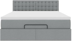 vidaXL Łóżko Ottoman z materacem i diodami LED Jasnoszary 140x190 cm 8