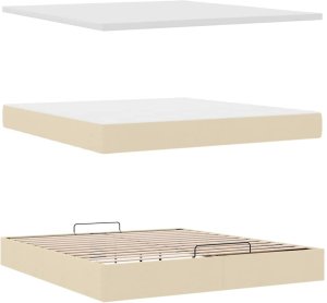 vidaXL Otomana Łóżko z Materacem i LED, kremowy, 180x200cm, tkanina 9